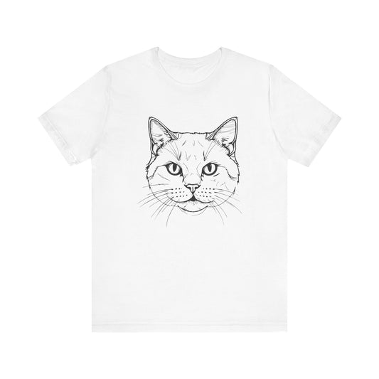 Cat Cute Unisex Tee, Funny Cat Head Short Sleeve Shirt, Cat Lover Gift, Kitty Graphic Tee, Animal Print Tshirt